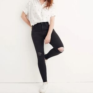 Madewell $128 9" Mid-Rise Skinny‎ Jeans in Black Sea size 25 NWT H2230
